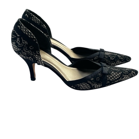 ANN TAYLOR WOMENS BLACK LACE PUMPS  SIZE 6-1/2M - Picture 1 of 9